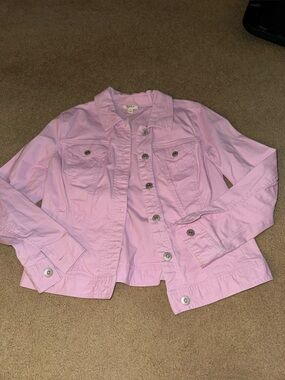 Style & Co Women's Classic Denim Jacket in a light pink/lavender shade